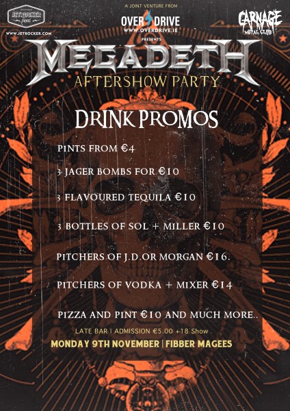 megadeth aftershow drink promos