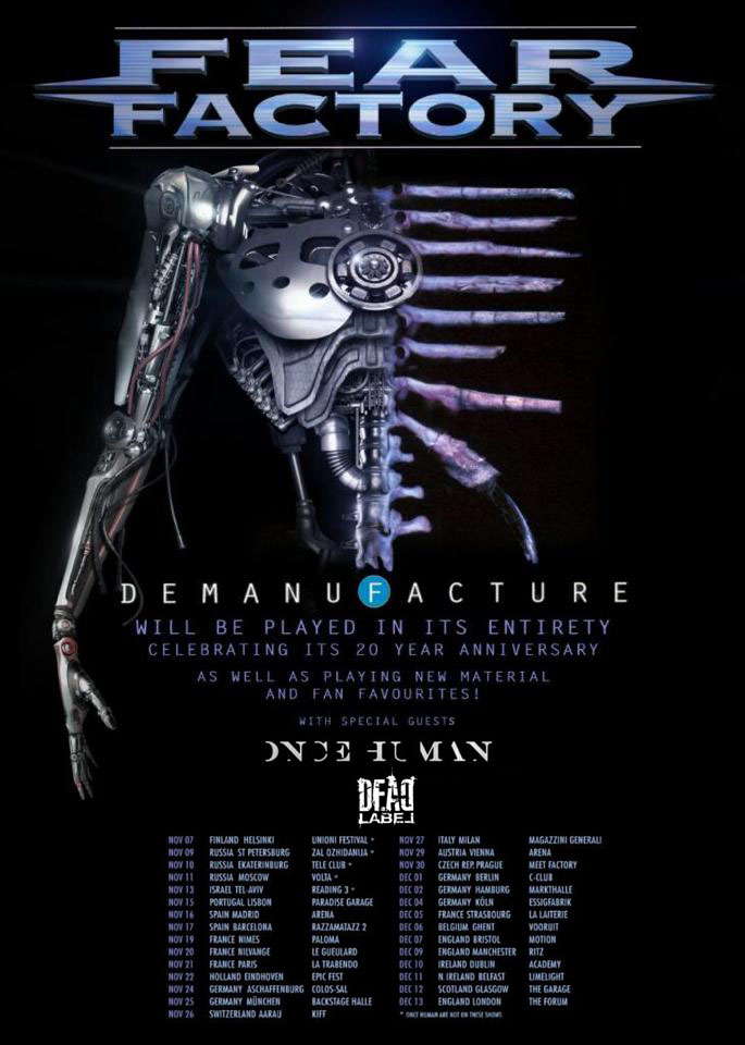FEAR FACTORY - DEAD LABEL - ONCE HUMAN TOUR POSTER