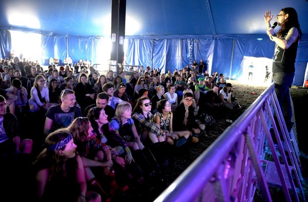 performs on Day 3 of the Leeds Festival at Bramham Park on August 29, 2015 in Leeds, England.