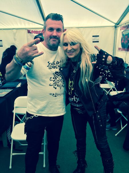 Oran O'Beirne (Overdrive) with Doro Pesch at Bloodstock 2018